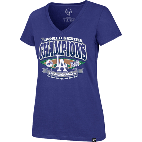 Women's Dodgers Playoff Ultra Rival V-Neck Tee