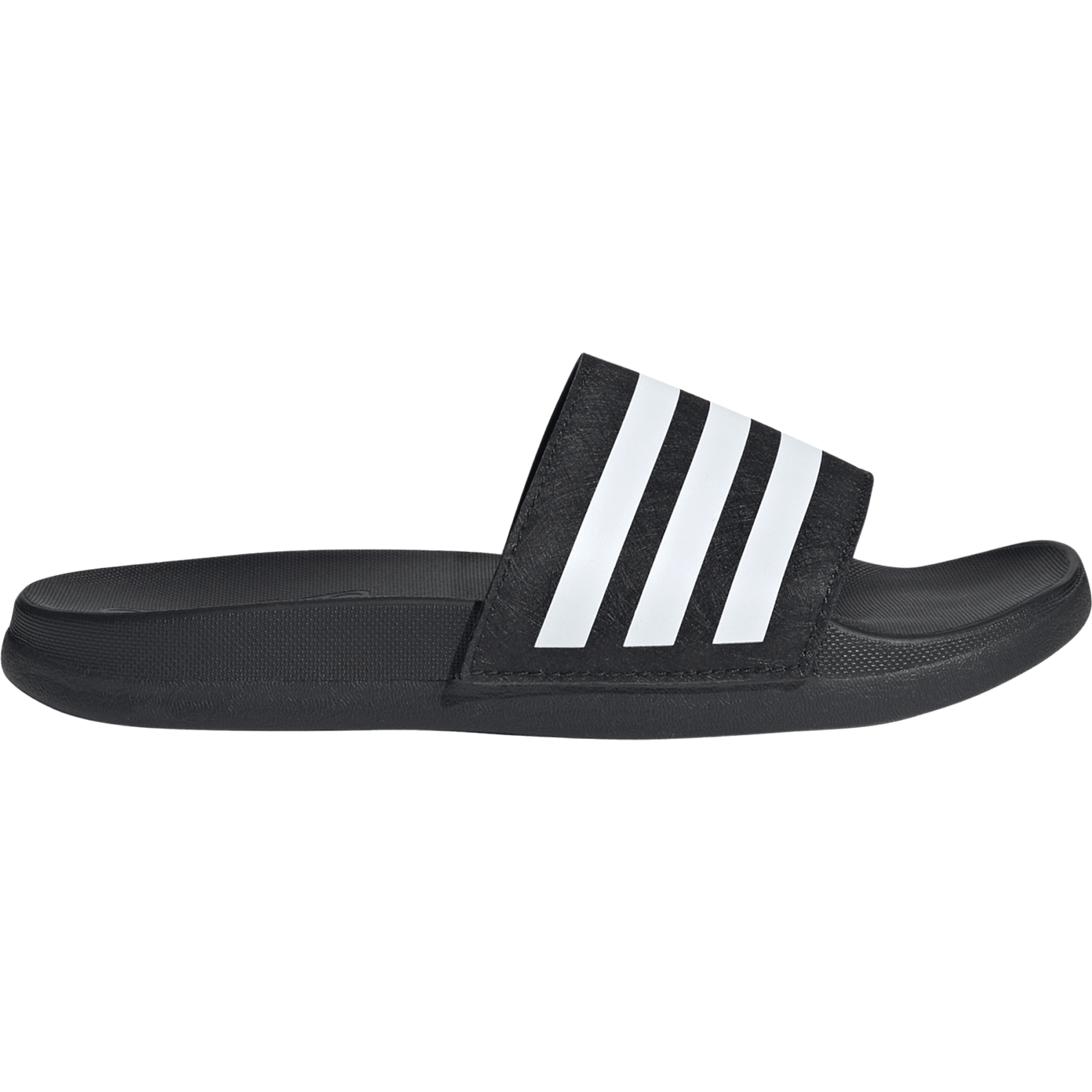 New! Adidas Adilette Comfort Slides - Black and White Adidas Adilette Comfort Slides (Large Sizes) – BigShoes main image 4