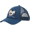 The North Face Embroidered Mudder Trucker in Shady Blue/Bear Graphic