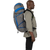 Osprey Exos Pro 55 in Dale Grey/Agam Blue on model right