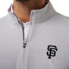 TravisMathew Men's Giants Time to Tailgate 1/4 Zip chest detail