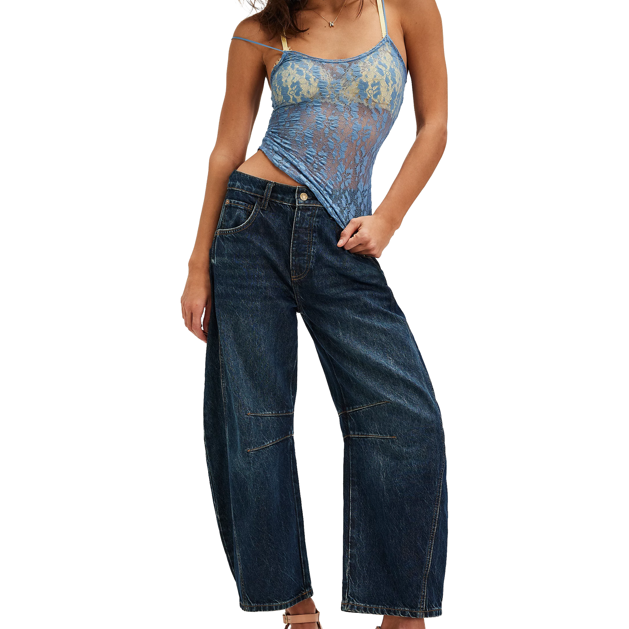 Women's Good Luck Mid Rise Barrel Jeans alternate view