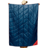 Rumpl The Backcountry Puffy Blanket in Deepwater held up by model