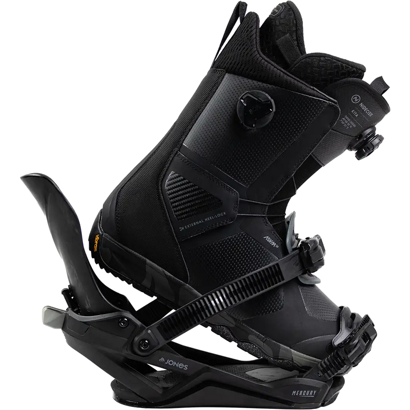 Jones Snowboards Mercury FASE Demo Bindings, Jones Snowboards Mercury Fase in Eclipse Black with boot