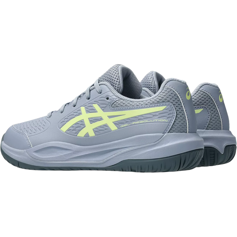 Youth Gel-Resolution X Grade School, Asics Youth Gel-Resolution X Grade School in 402-Grey Blue/Pistachio pair left back