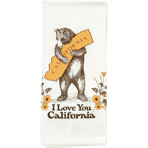 California Bear & Poppy Tea Towel