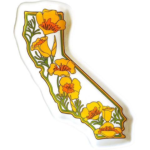 California State with Poppies Trinket Tray