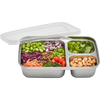 U-Konserve 3-Compartment Divided Rectangle 24oz in clear side with food and top