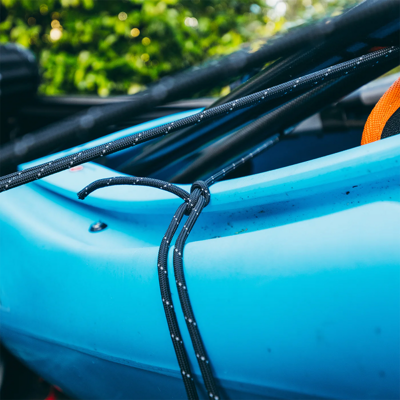 Extra Heavy-Duty 1100 Paracord 50 ft, Gear Aid Extra-Heavy 1100 Paracord 50 ft Black Reflective tied on boat