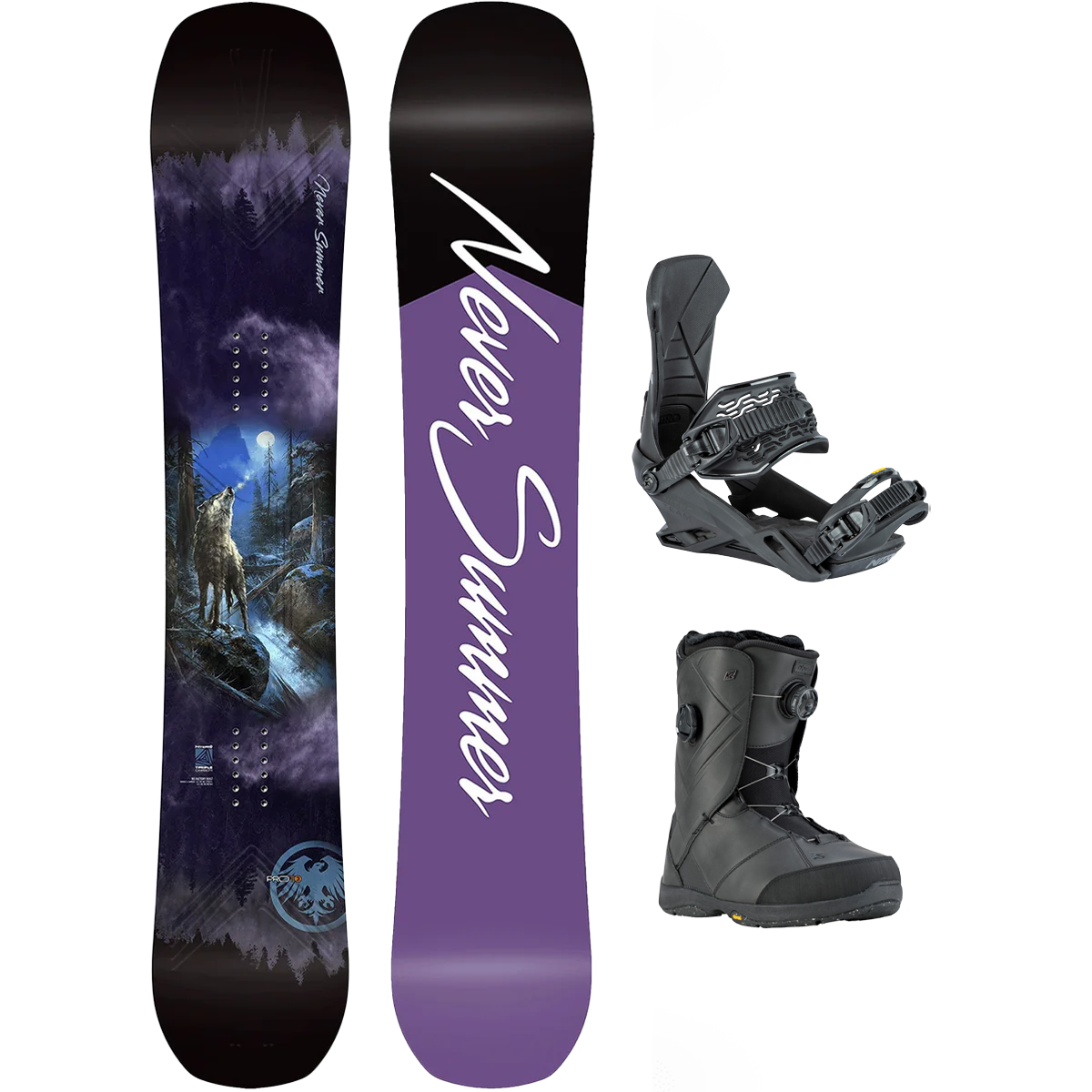 Never Summer Women's Proto T3 FR Demo Snowboard Package – Sports