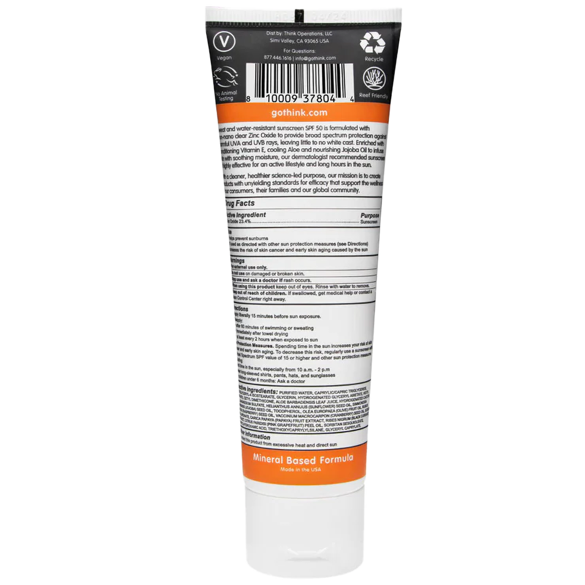 Thinksport SPF 50 Clear Zinc Sunscreen alternate view