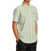 RVCA Men's Vacationist Short Sleeve GHZ-Green Haze on model