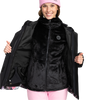 Roxy Women's Jetty 3N1 Technical Snow Jacket KVJ1-True Black Blurry Flower unzipped