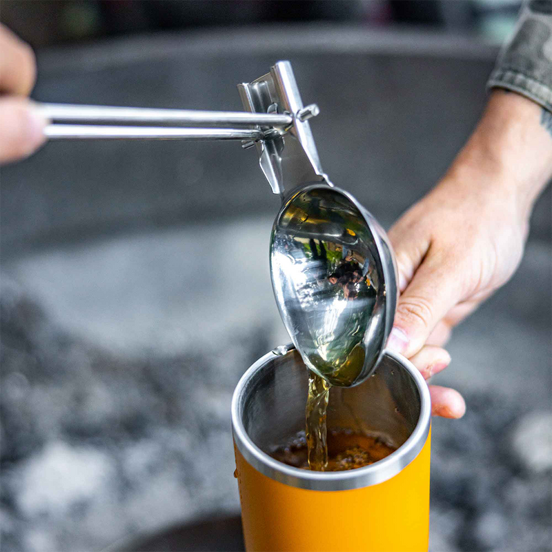 Glacier Stainless Chef Spoon/Ladle, GSI Outdoors Glacier Stainless Chef Spoon/Ladle in use