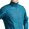 Pearl Izumi Men's Quest Barrier Convertible Jacket Ocean Blue front zipper and logo