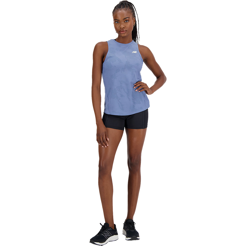 Women's Q Speed Jacquard Tank, New Balance Women's Q Speed Jacquard Tank MYL-Mercury Blue on model front
