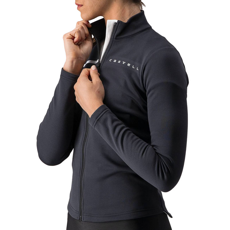 Women's Sinergia 2 Jersey Full Zip, Castelli Women's Sinergia 2 Jersey Full Zip light black white left side