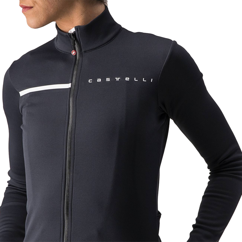 Women's Sinergia 2 Jersey Full Zip, Castelli Women's Sinergia 2 Jersey Full Zip light black white front zipper