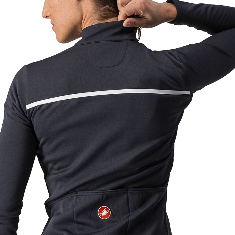 Women's Sinergia 2 Jersey Full Zip, Castelli Women's Sinergia 2 Jersey Full Zip light black white close up back