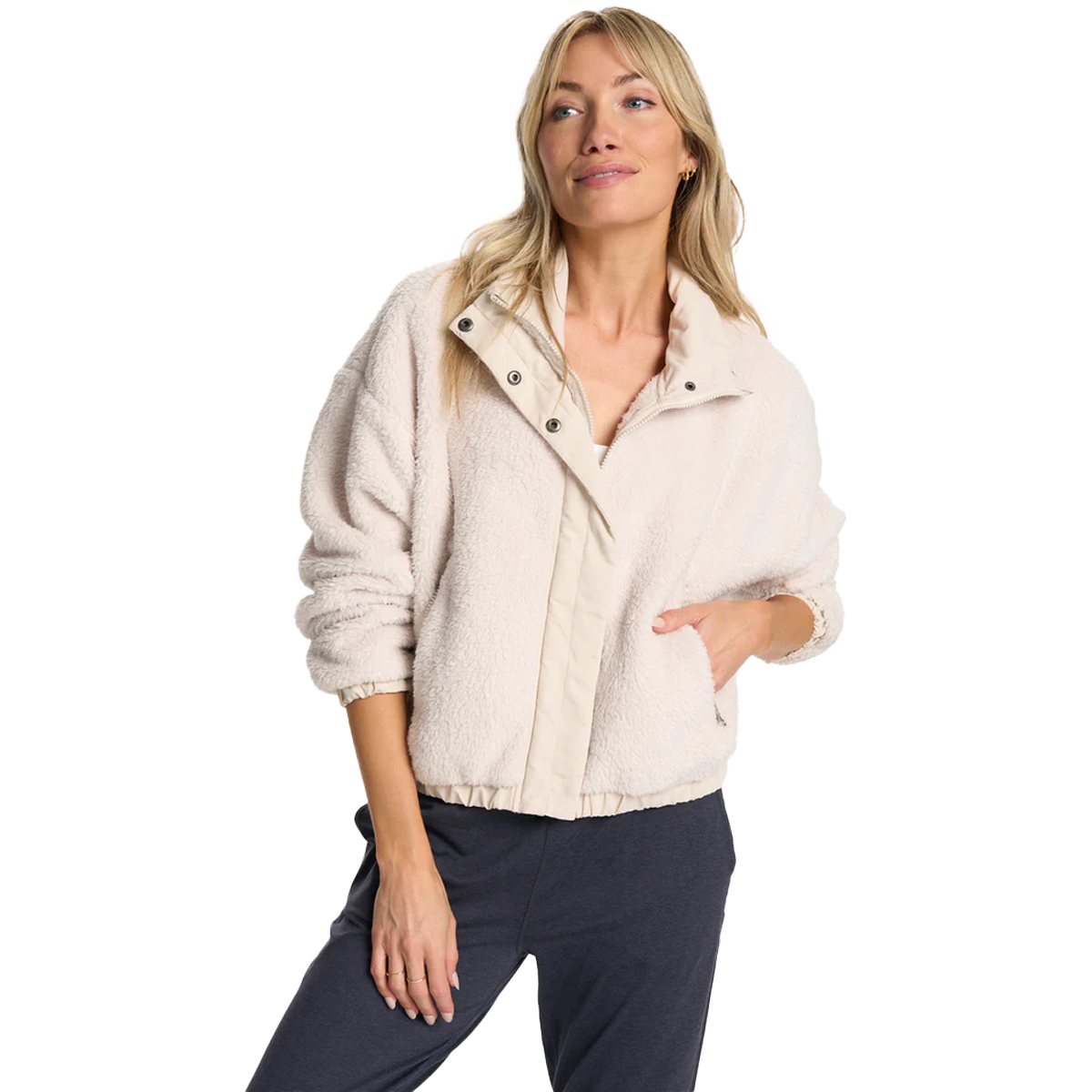 Women's Hooded High Pile Fleece Jacket Charcoal Small - White Mark