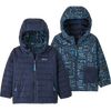 Patagonia Youth Reversible Down Sweater Hoody in Wandering Woods/Blue