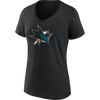 Fanatics Women's Sharks Team Logo Short Sleeve V-Neck in Black