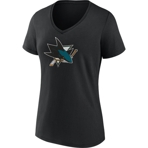 Women's Sharks Team Logo Short Sleeve V-Neck