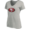 Majestic Women's 49ers V-Neck Primary Logo Short Sleeve in Charcoal Heather