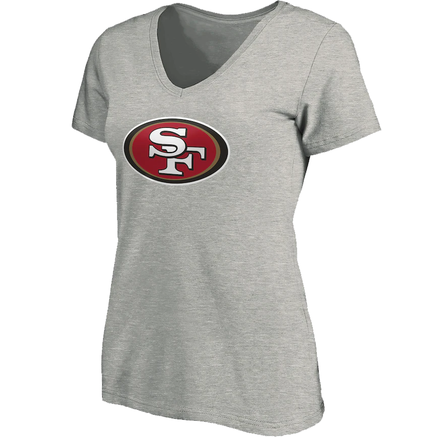 Fanatics Women's 49ers V-Neck Primary Logo Short Sleeve | Charcoal Heather | M Sports Basement