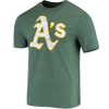 Majestic Men's A's Official Logo Short Sleeve Tee in Green Heather