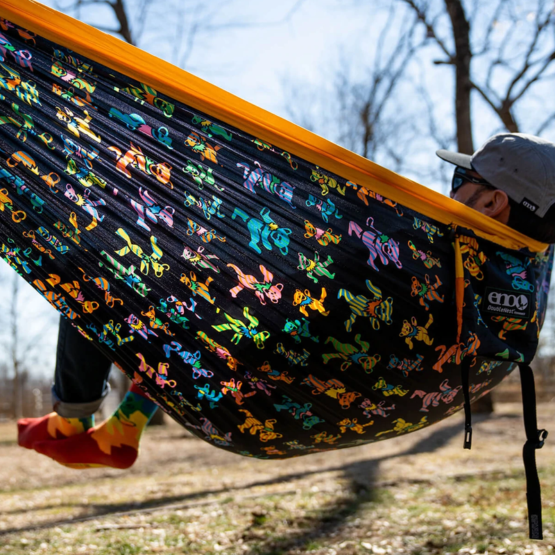 DoubleNest Print Hammock, Eagles Nest Outfitters DoubleNest Print Hammock with one person