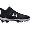 Under Armour Youth Leadoff Mid RM Baseball Cleats in Black/White