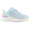 New Balance Youth Toddler Fresh Foam Arishi v4 Bungee Lace with Top Strap in Blue/Green/Lilac Glo