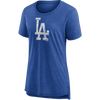 Fanatics Women's Dodgers Triblend Logo Short Sleeve in Deep Royal Heather