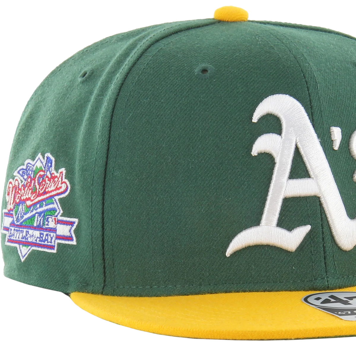Men's '47 Brand Oakland Athletics 1989 World Series Patch Cooperstown  Collection Sure Shot Green Snapback Adjustable Cap