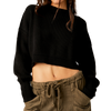 Free People Women's Easy Street Crop Pullover in Black