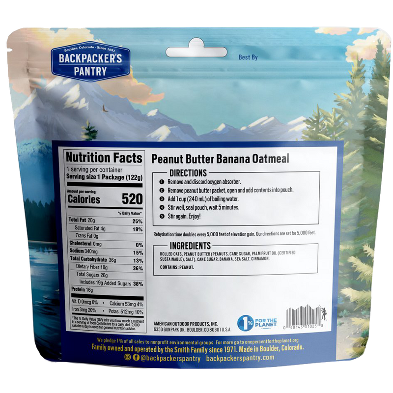 Peanut Butter & Banana Oatmeal (1 Serving), Backpacker's Pantry Peanut Butter & Banana Oatmeal (1 Serving)