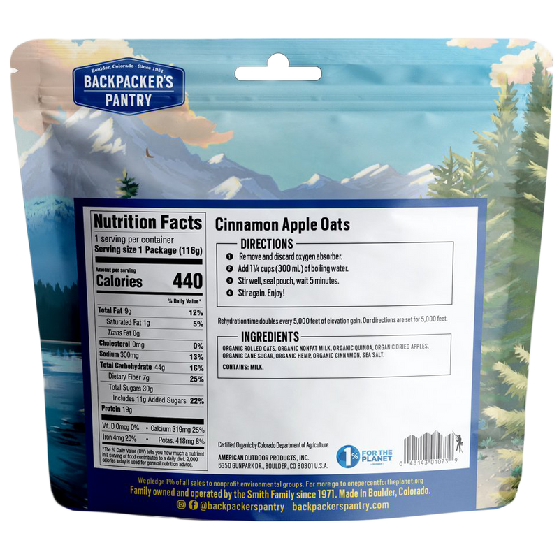 Organic Cinnamon Apple Oats & Quinoa (1 Serving), Backpacker's Pantry Organic Cinnamon Apple Oats & Quinoa (1 Serving)