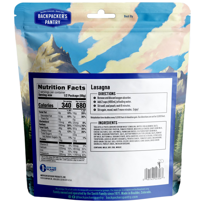 Lasagna (2 Servings), Backpacker's Pantry Lasagna (2 Servings)