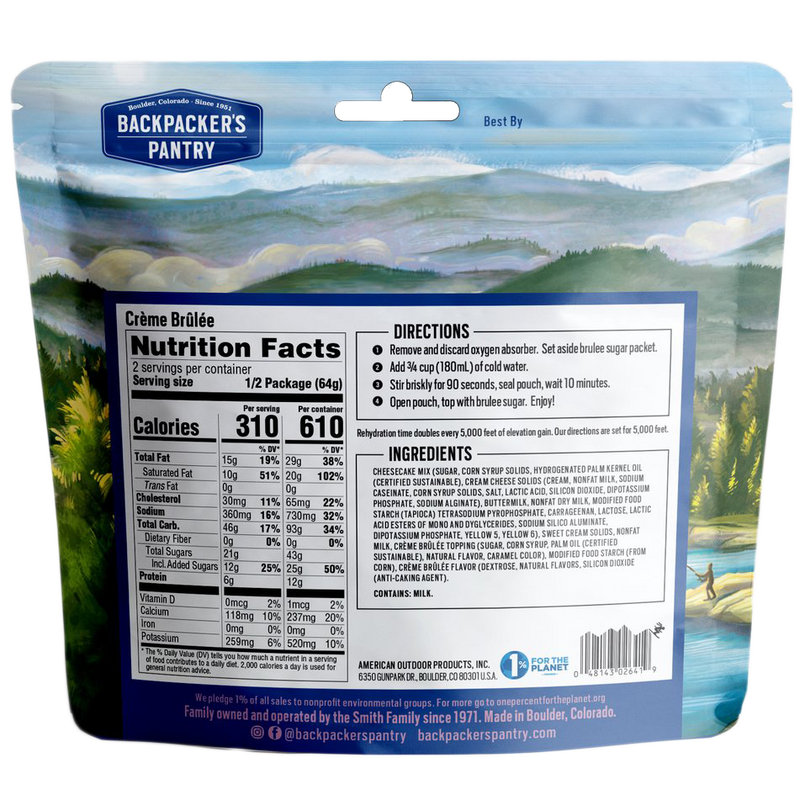 Creme Brulee (2 Servings), Backpacker's Pantry Cr√®me Br√ªl√©e (2 Servings)