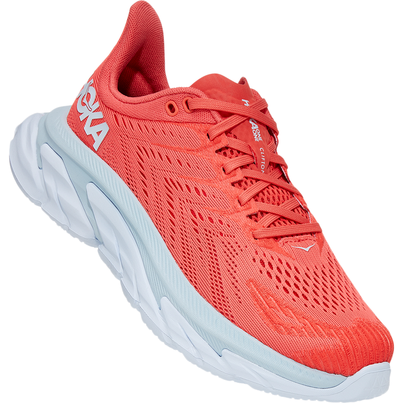 Women's Clifton Edge, Hoka One One Women's Clifton Edge HCWH-Hot Coral/White