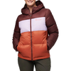 Cotopaxi Women's Solazo Hooded Down Jacket CHSSPC-Chestnut/Spice on model
