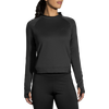 Brooks Women's Notch Thermal Long Sleeve Black Alt View Front on Model