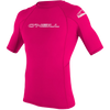 O'Neill Wetsuits Girls' Basic Skins 50+ Short Sleeve Rash Guard 182-Watermelon