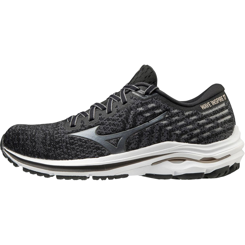 Women's Inspire 17 Waveknit, Mizuno Women's Inspire 17 Waveknit 907A-Black/Platinum Gold