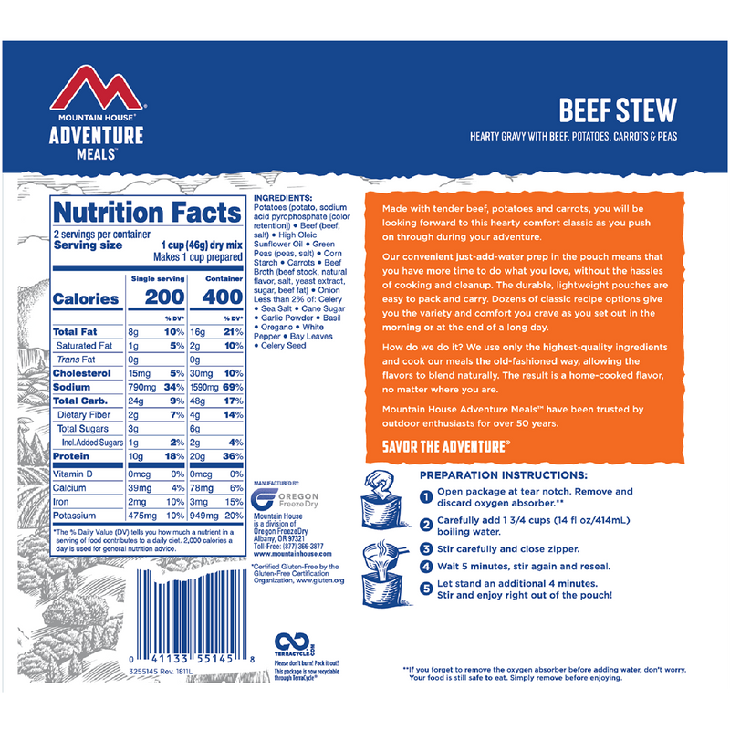 Beef Stew (2 Servings), Mountain House Beef Stew (2 Servings)