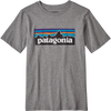 Patagonia Boys' P-6 Logo Organic Cotton T-Shirt GHWH-Gravel Heather