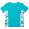 Speedo Youth Short Sleeve Printed Splice Rashguard 332-Aruba Blue