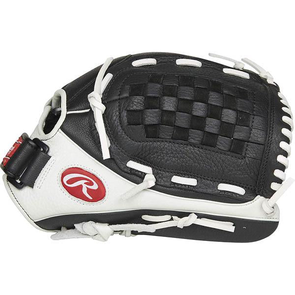 Women's Shut Out Fastpitch 12.5" Basket Web Outfield LHT Glove, Rawlings Shut Out 12.5" Basket - Left Hand Throw Black/White