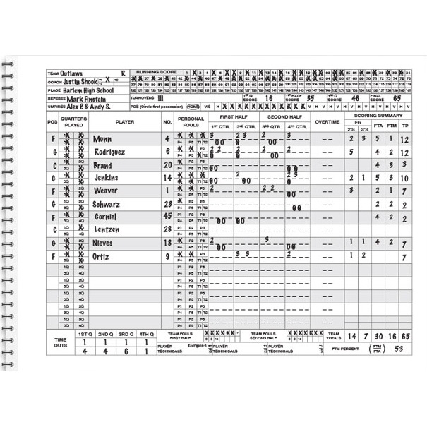 Basketball Scorebook alternate view